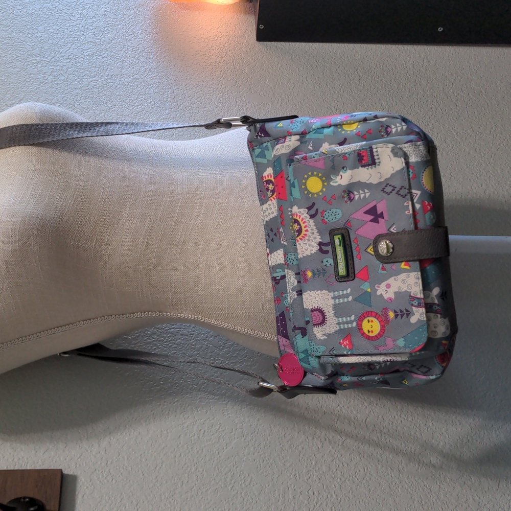 Lily Bloom Llama Purse Blue Gray Adjustable Strap